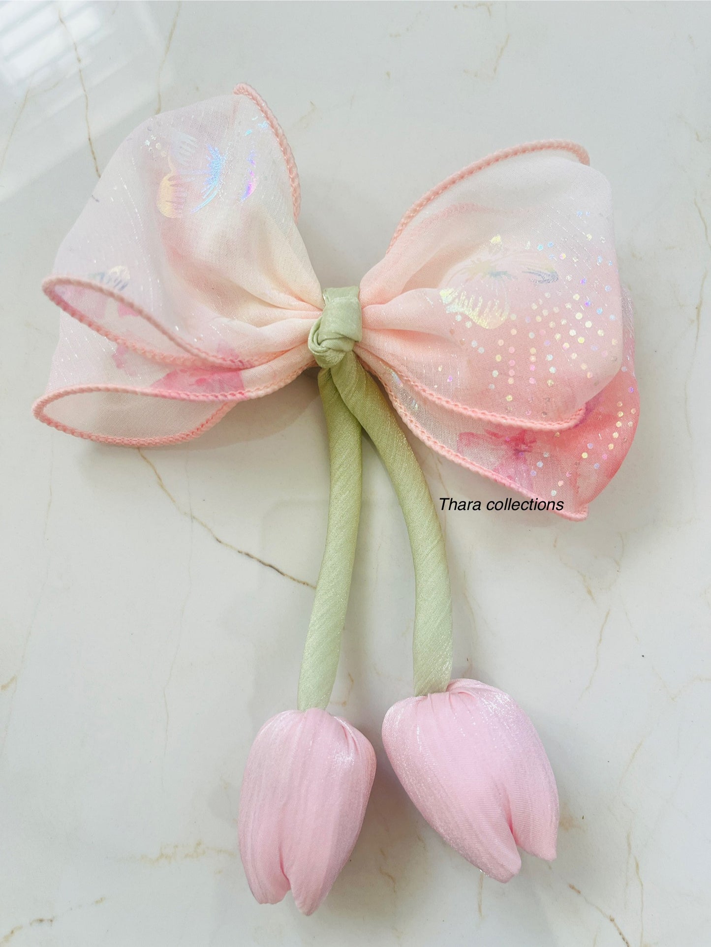 Tulip Hair Bow Clip - Flora pastel Color