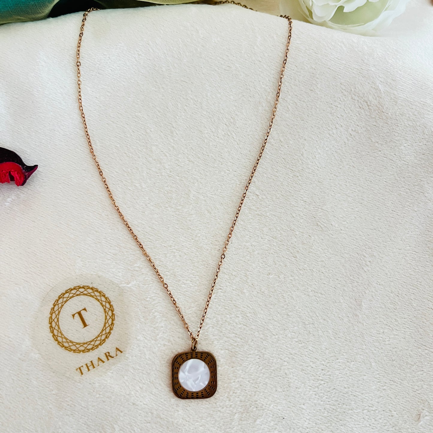 Kiyu Ziyu Square Pendant Rose Gold Chain - Exclusive Collection