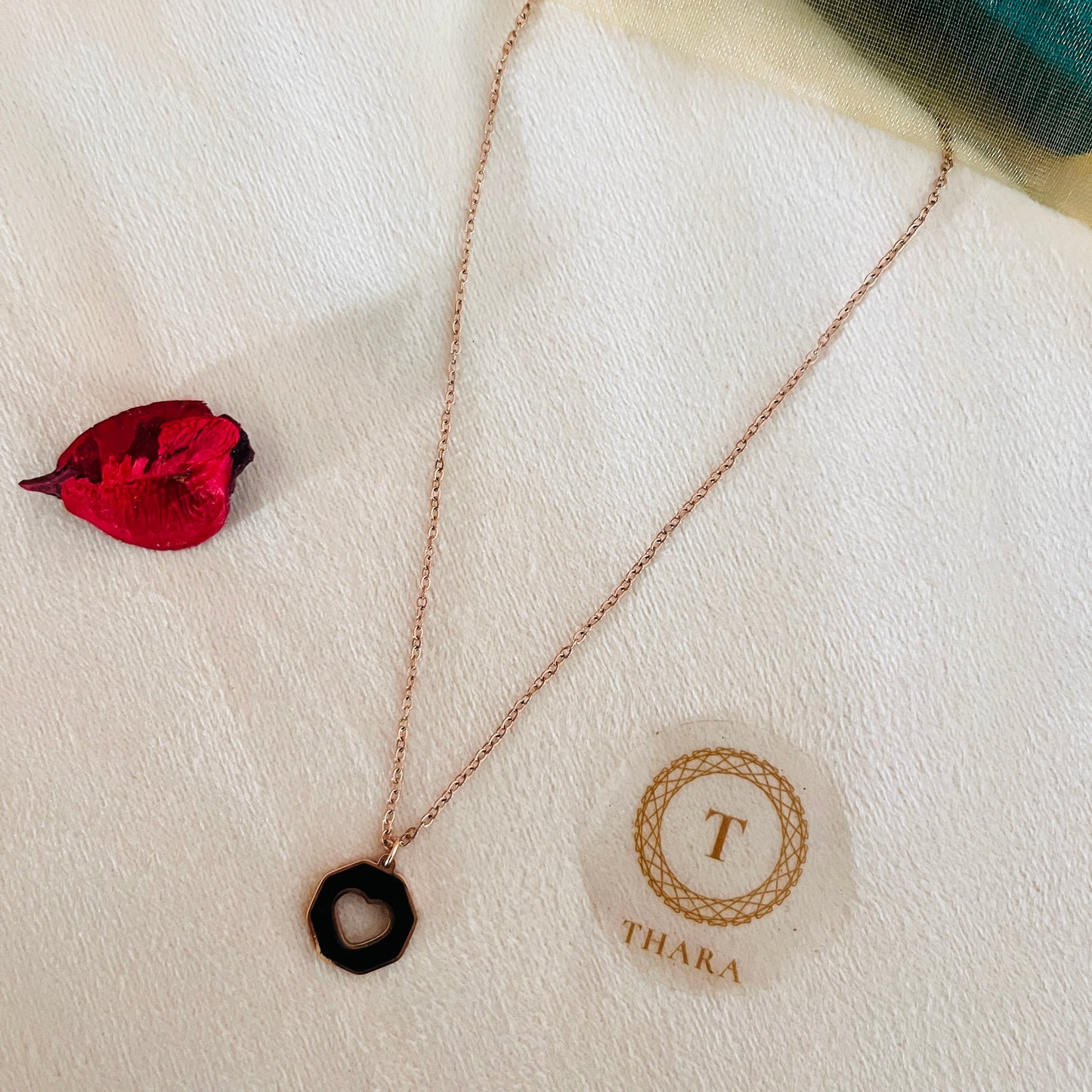 Dual side Pendant RoseGold Chain - Hexagonal Heart