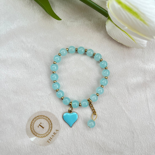 Elegant Beaded Charm Bracelet – Sky Blue