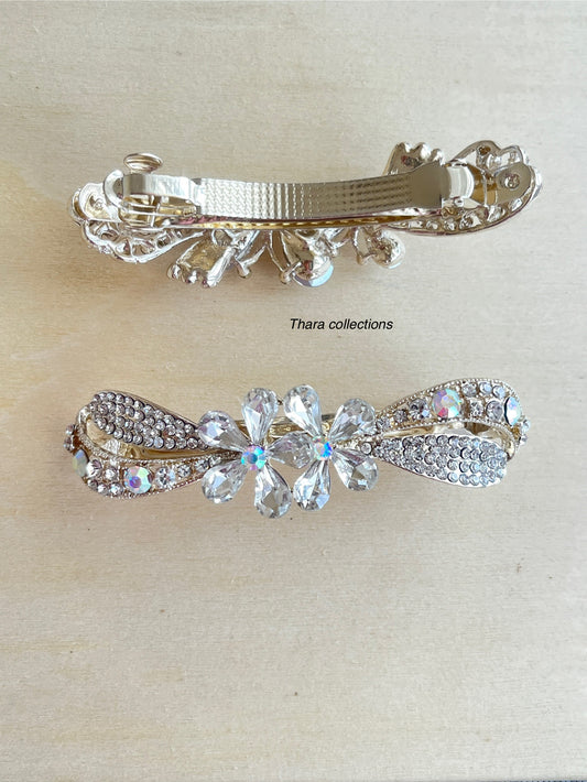 Sparkling Floral Crystal Barrette