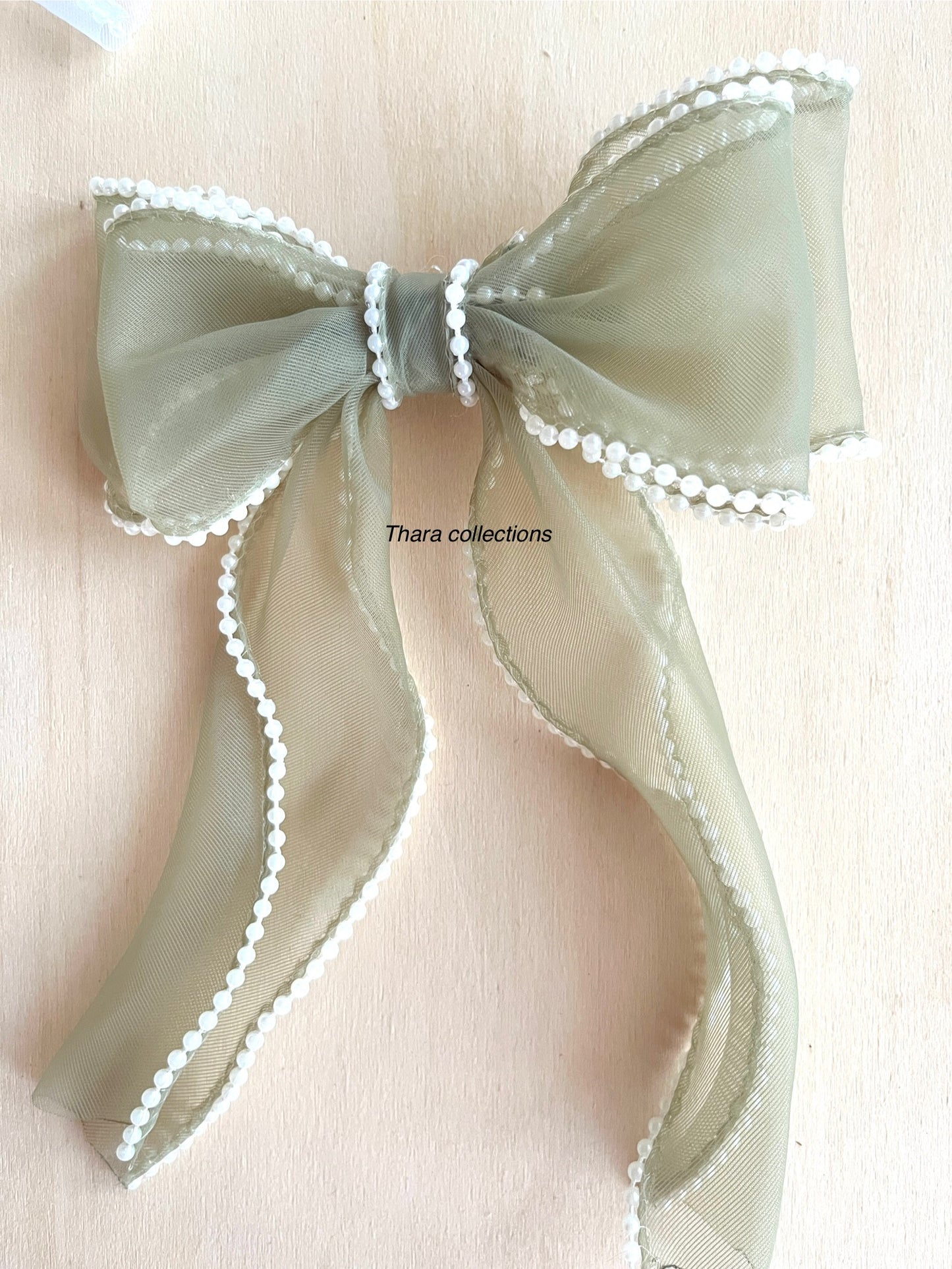 Pearl-Edged Chiffon Bow Clip – Multipurpose Elegant
