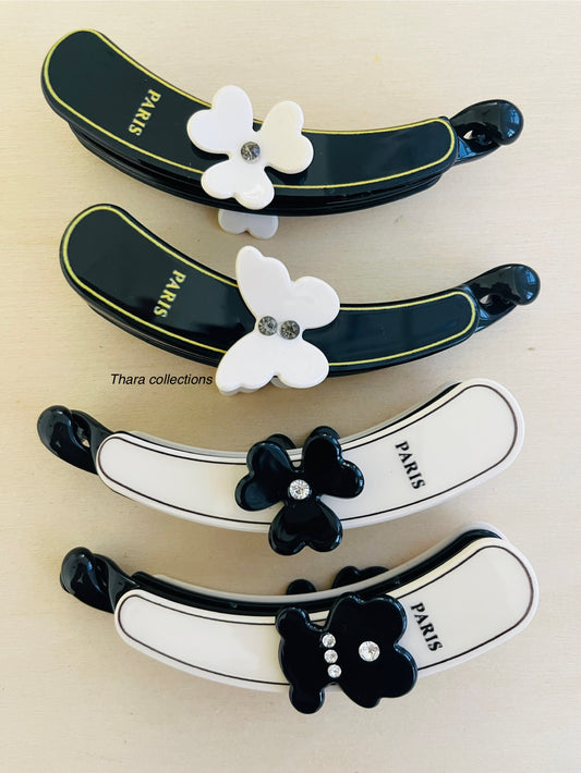 Paris-Inspired Floral Banana Clip – Chic & Elegant