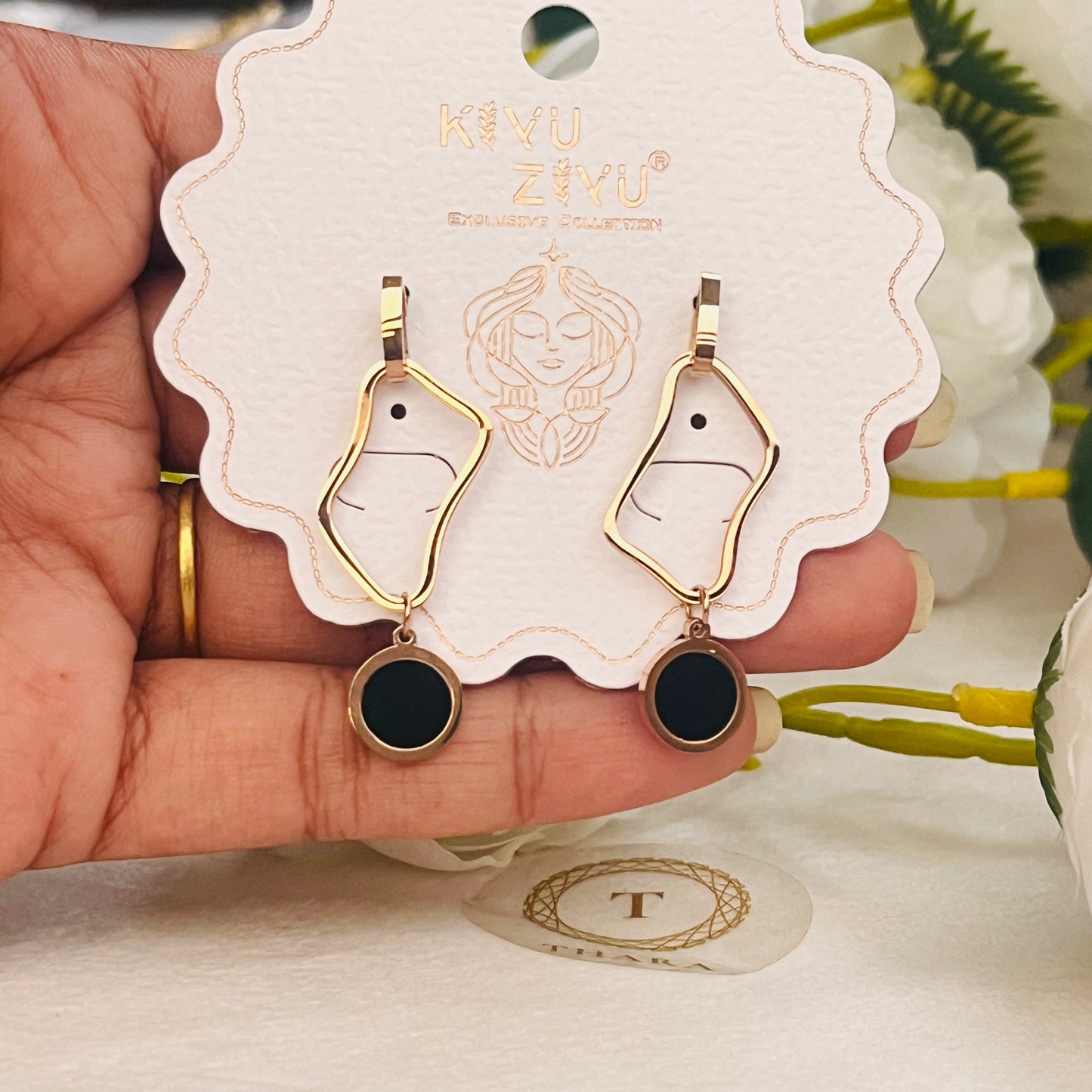 Abstract Geometric Rose Gold Earrings