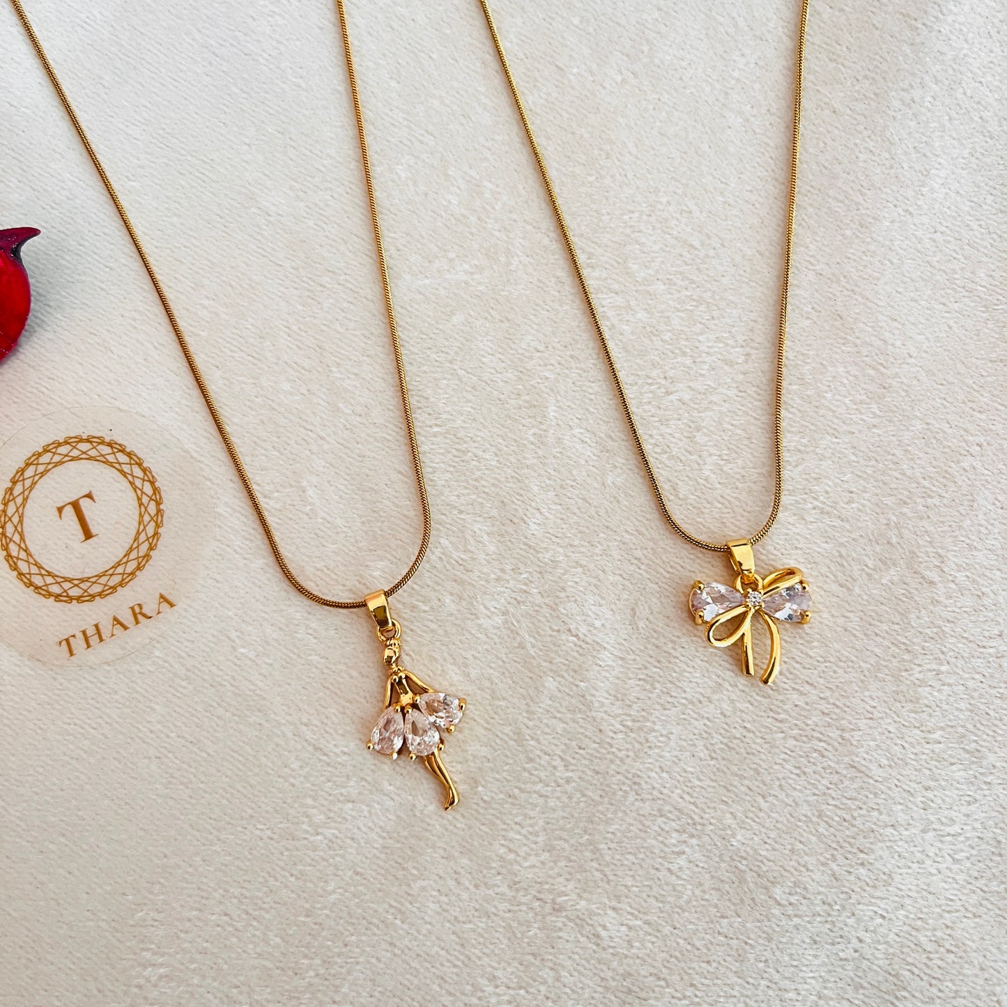 Zircon Bow / Doll Pendant Antitarnish Chain