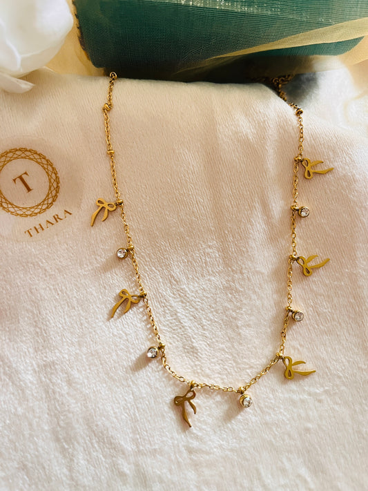 Antitarnish Bow Charm Necklace