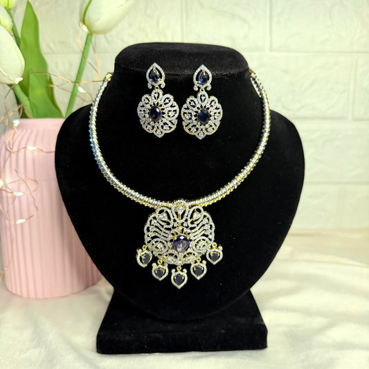 Purple Stone Halsi Neckset - Traditional Short Necklace for Women