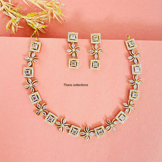 Elegant Square CZ Necklace Set
