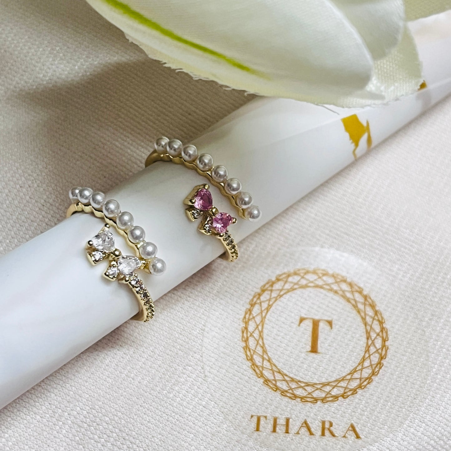Pearl Bow Antitarnish Ring