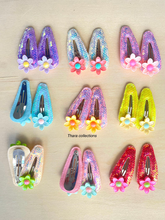 Glitter Bloom Hair Clip Set – Pack of 2