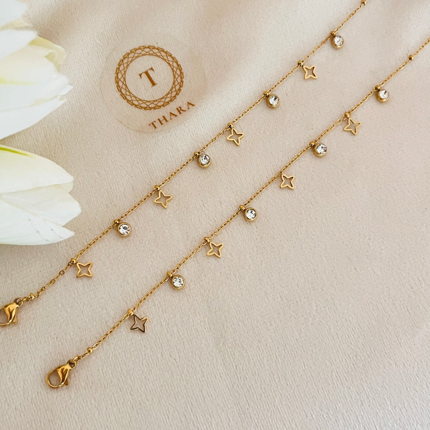 Twinkle Star Charm Anklet - Adjustable Size