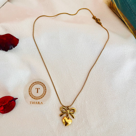 Bow Heart Pendant Chain