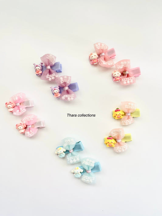 Adorable Cartoon Bow Hair Clips-
 Set of 2