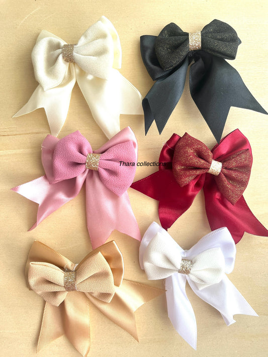 Glitter Bow Hair Clips - Elegant Ribbon Design