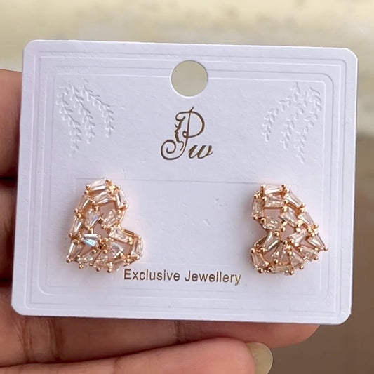 Heart shape Rose Gold Stud Earrings