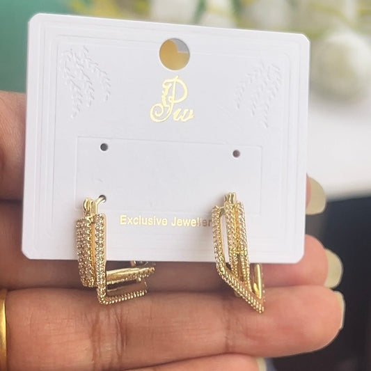 Geometric V Gold Statement Earrings
