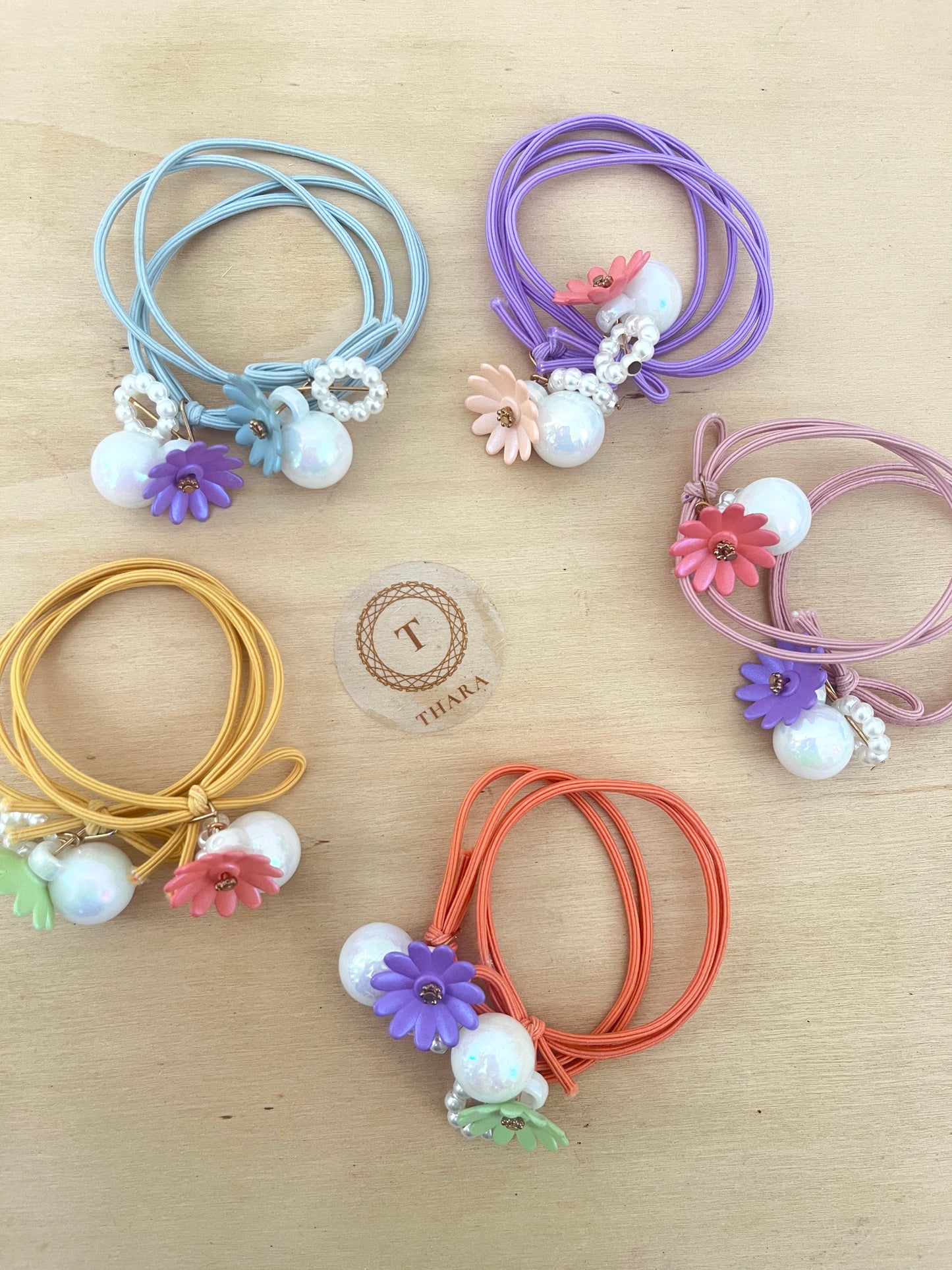 Floral Pearl Hair Ties - Pack of 2