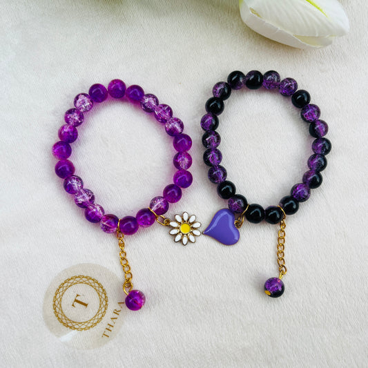Purple Charm Beads Bracelet