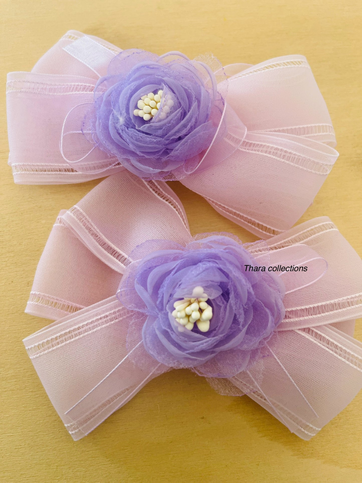 Pastel Bloom Ribbon Bow Clips – Soft & Elegant Floral Design