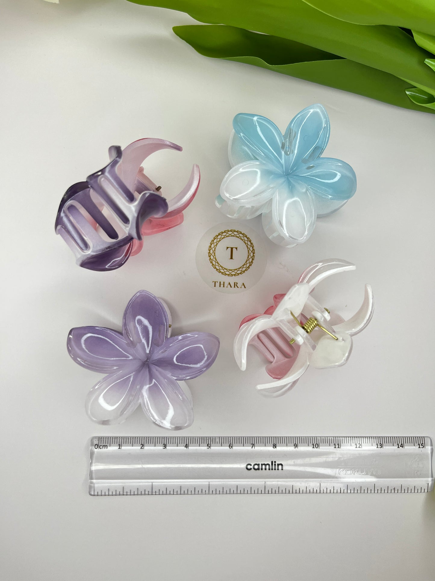 Dual Shade Plumeria Flower Hair Clip - Medium