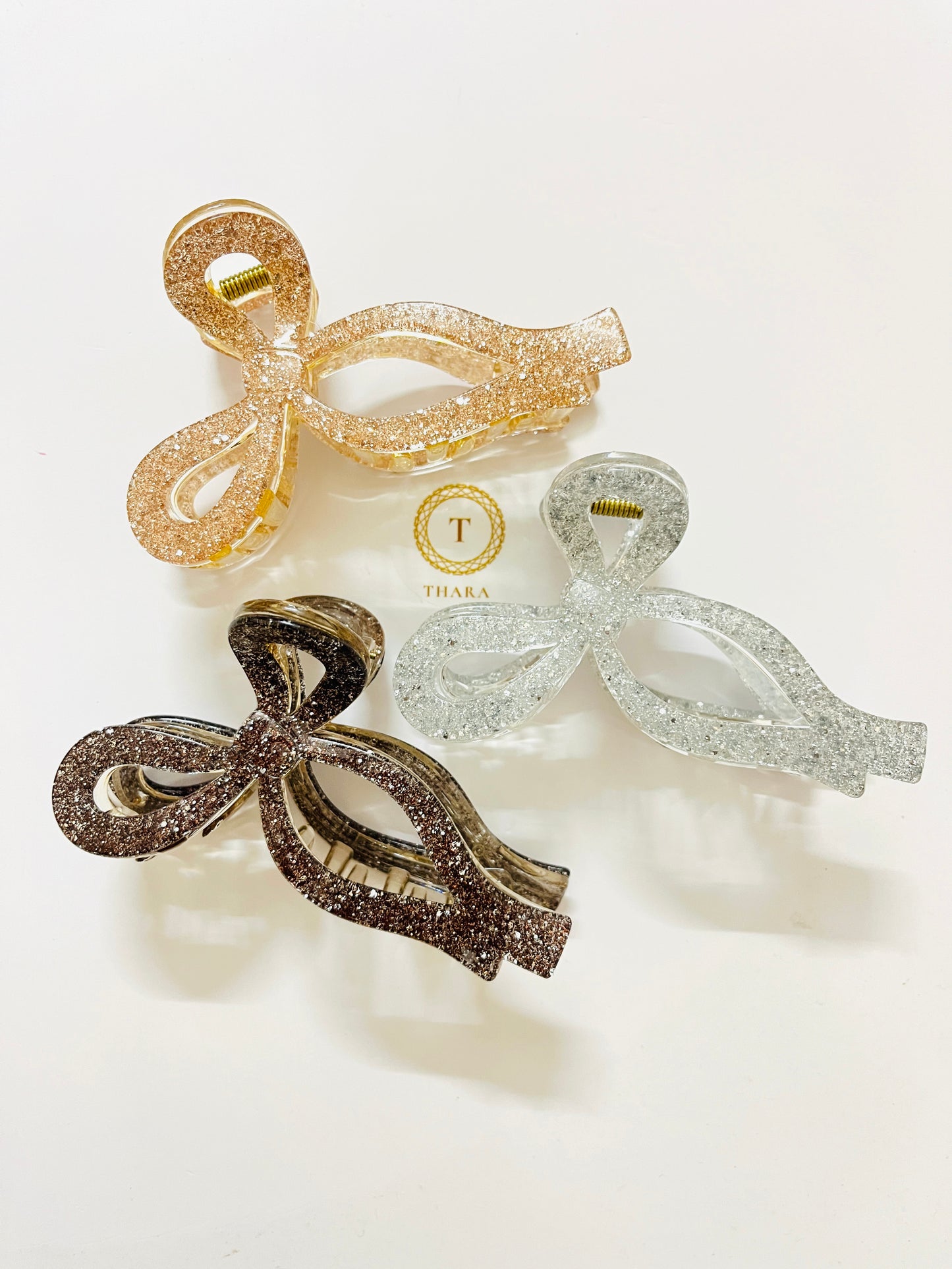 Glittery Bow Party Hair ClawClip