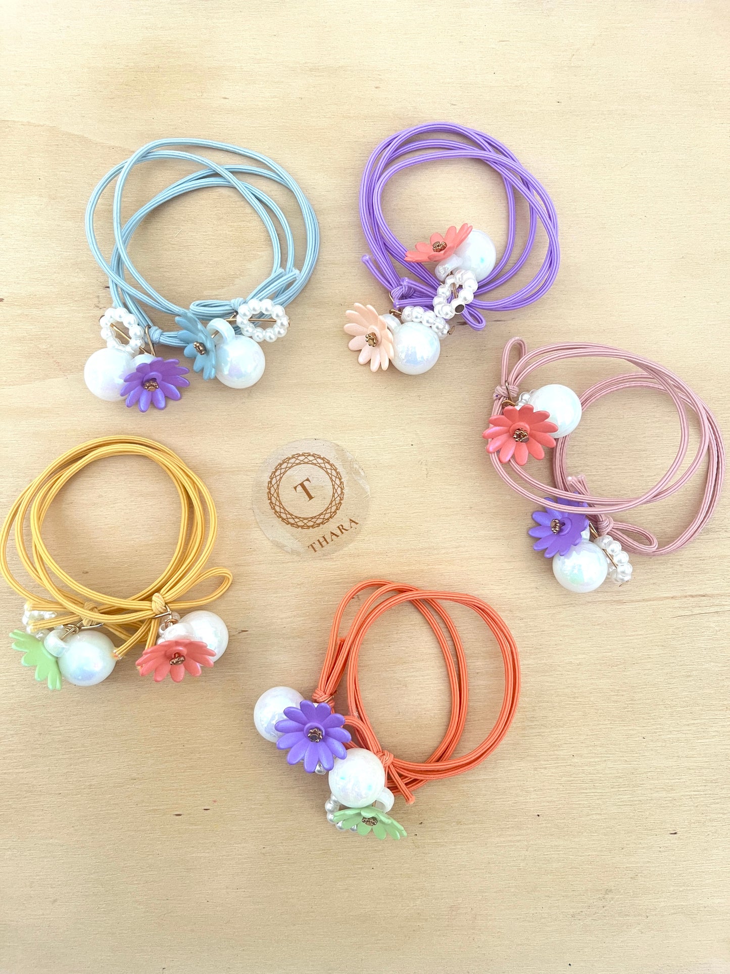 Floral Pearl Hair Ties - Pack of 2