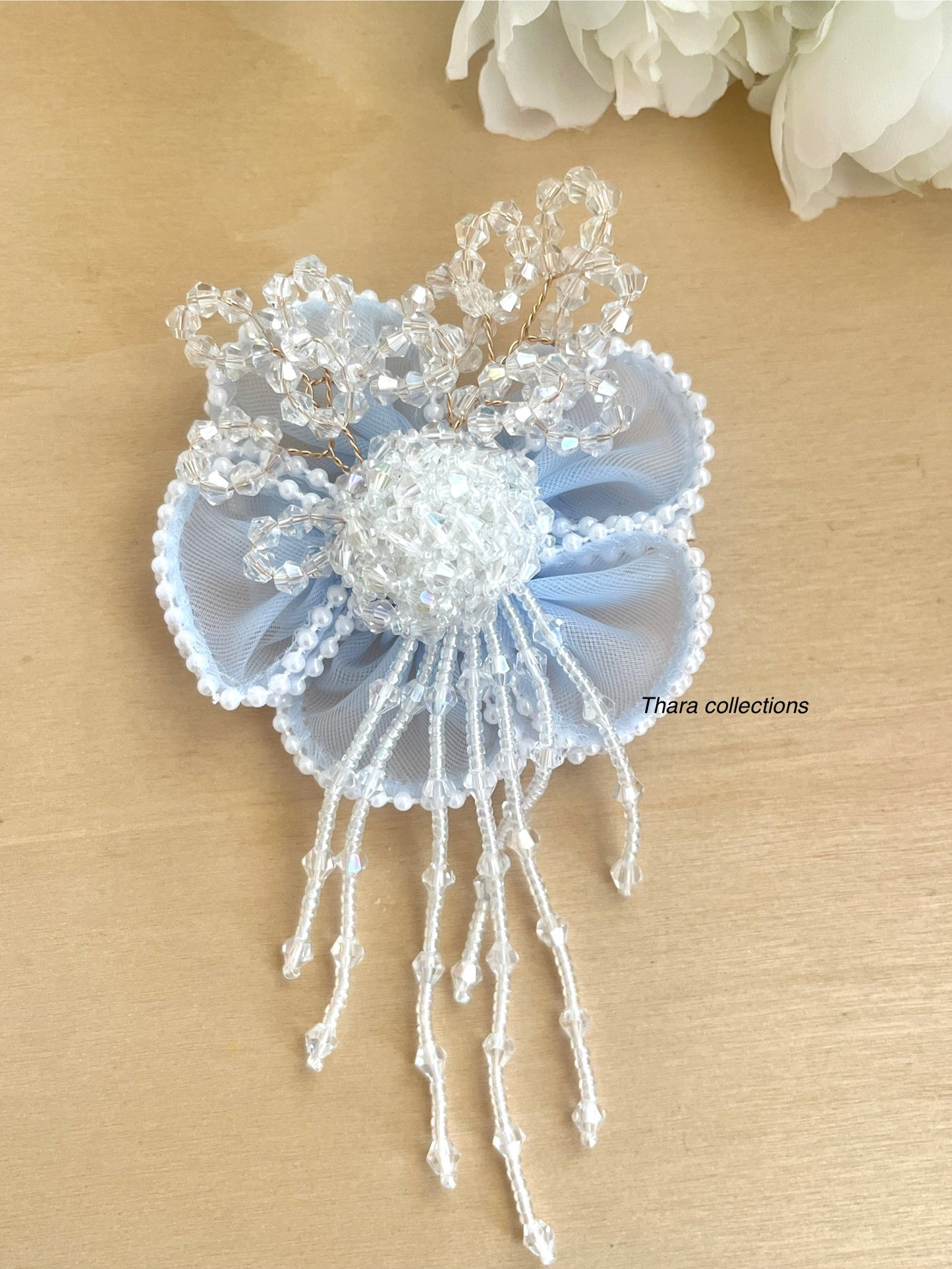 Pearl Blossom Luxury Alligator Hair Pin with Crystal Beads