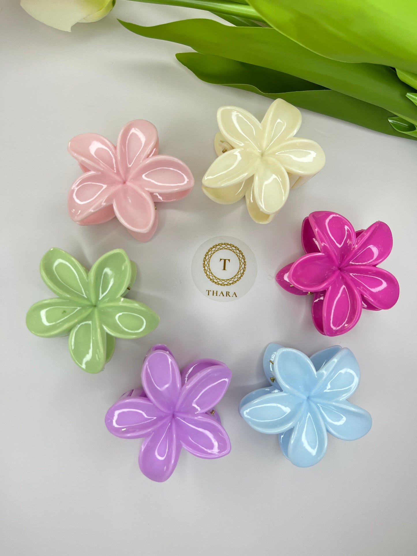 Pastel Plumeria Flower Hair Clip - Medium