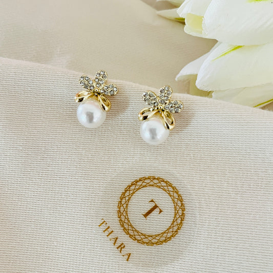 Floral Pearl Stud Earrings