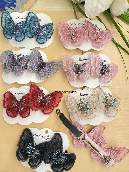 Whimsical Wings – Embroidered Butterfly Center Clip