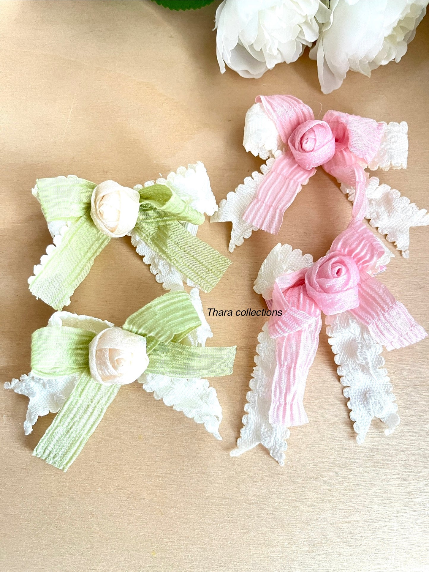 Rose bud Bow Alligator Pin - Pack of 2