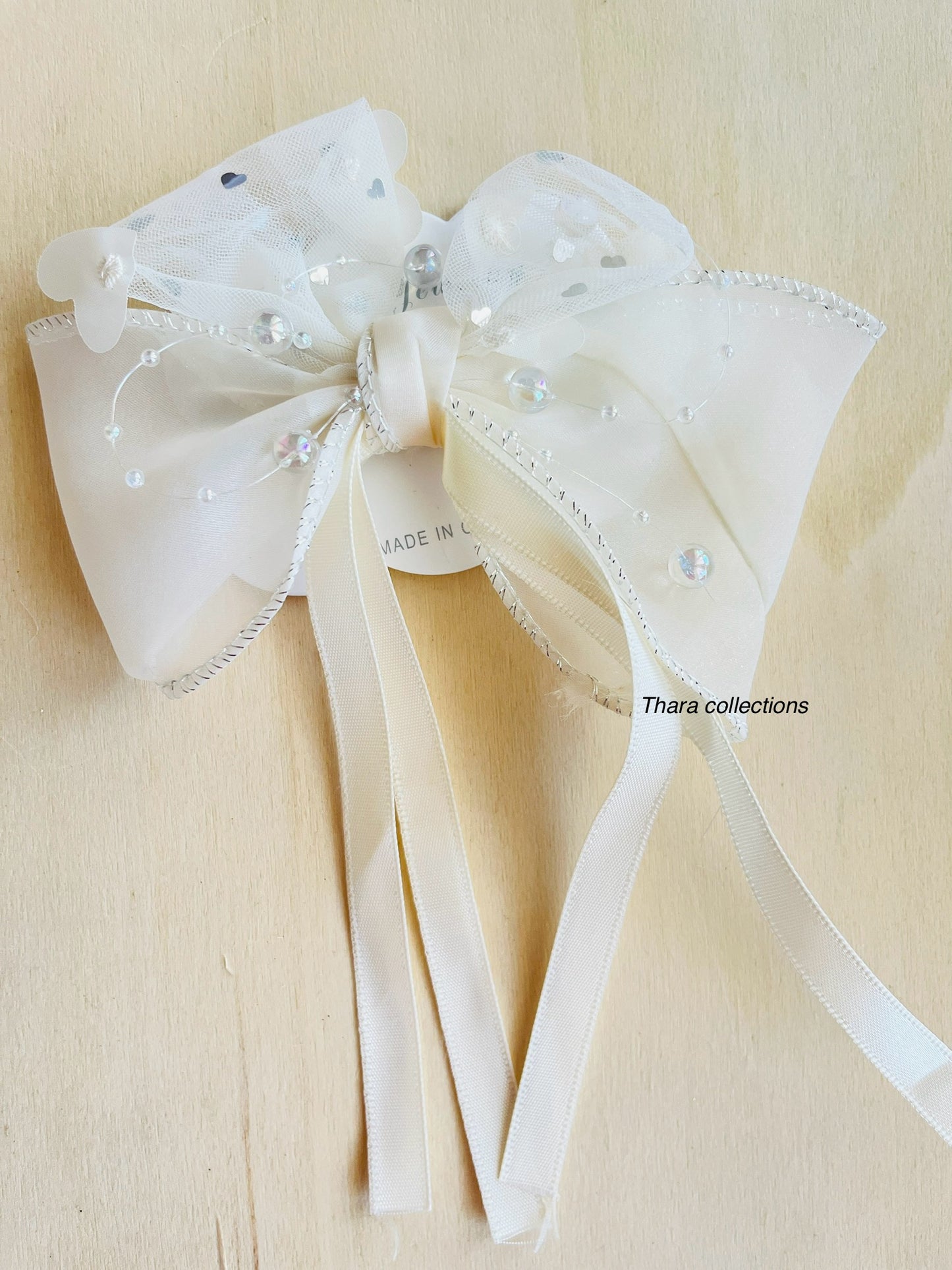 Elegant Bow Pearl Accent Hair Clip