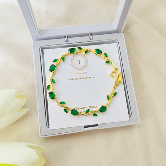 Viral Tulip Bracelet – Emerald Green | Anti-Tarnish Floral Bracelet for Women