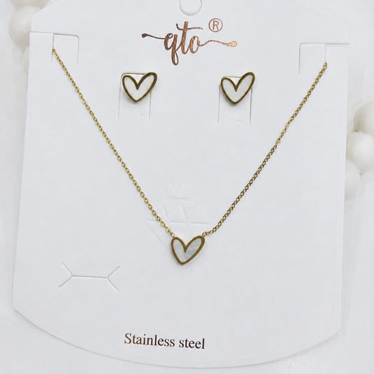 White heart antitarnish pendant and earring combo set by Thara Collections TA128