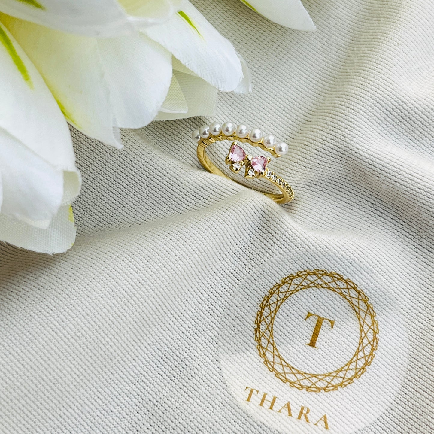 Pearl Bow Antitarnish Ring