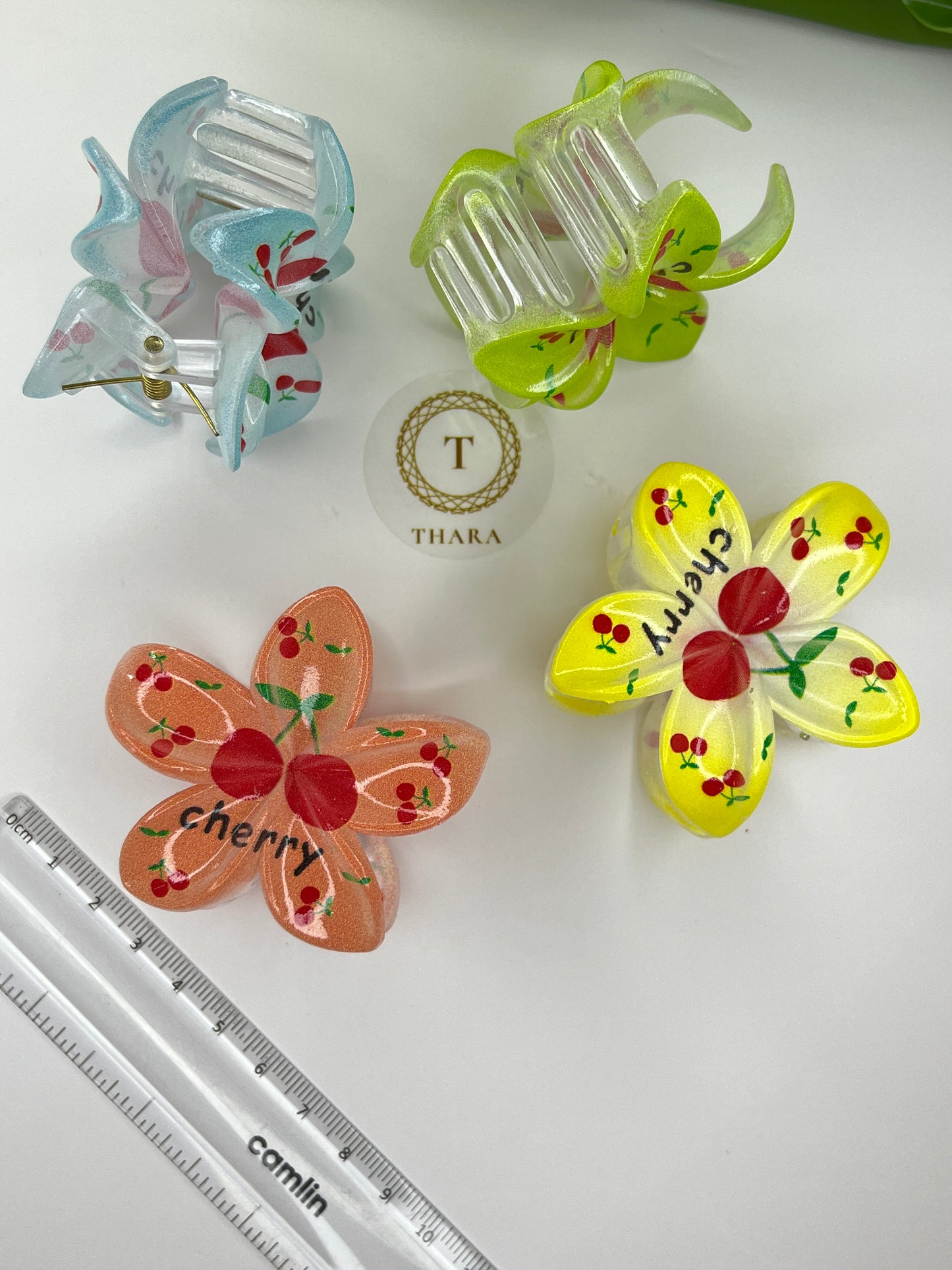 Cherry Print Plumeria Flower Hair Clip - Medium