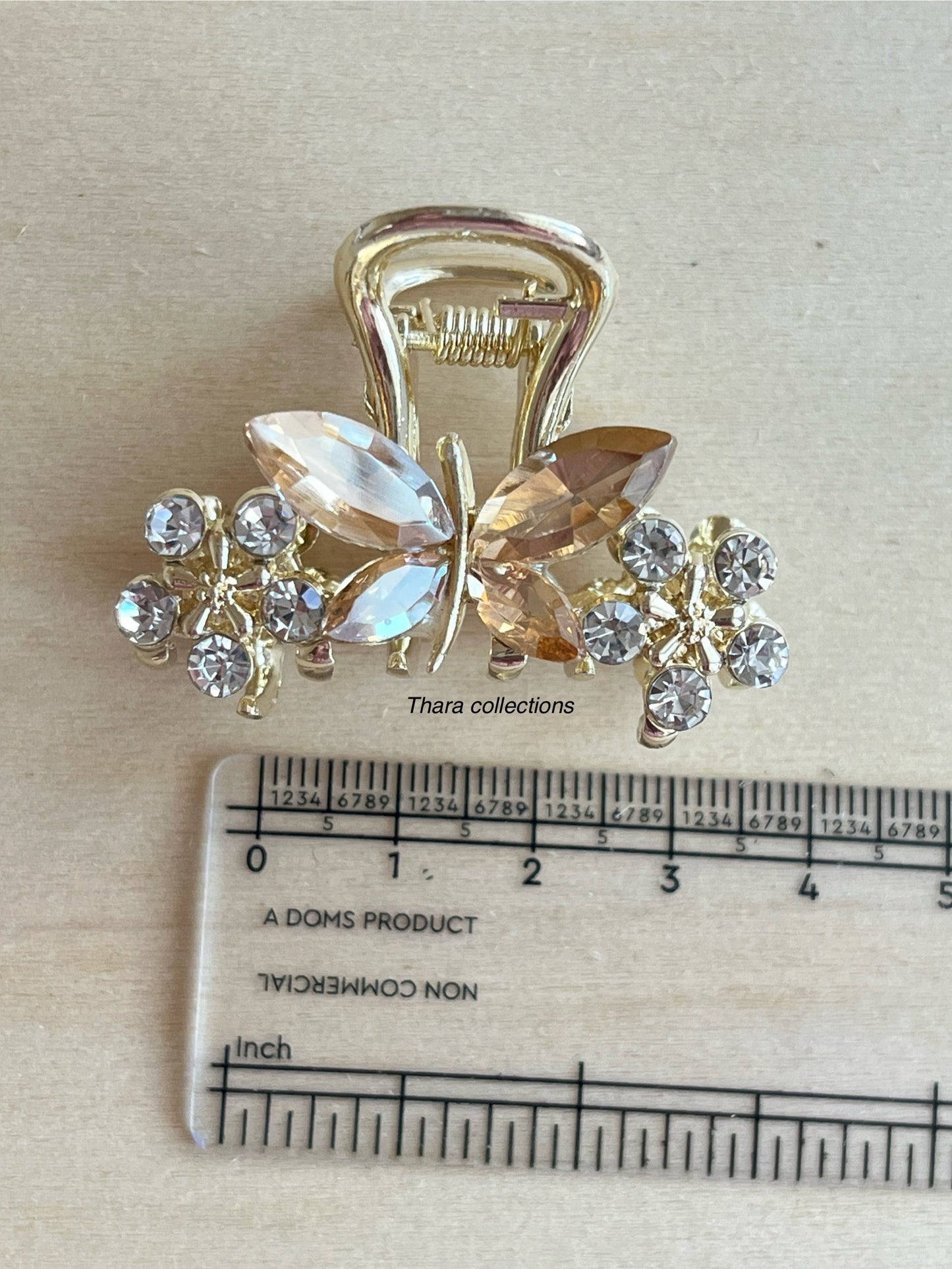 Elegant Gold-Tone Crystal Hair Claw Clips