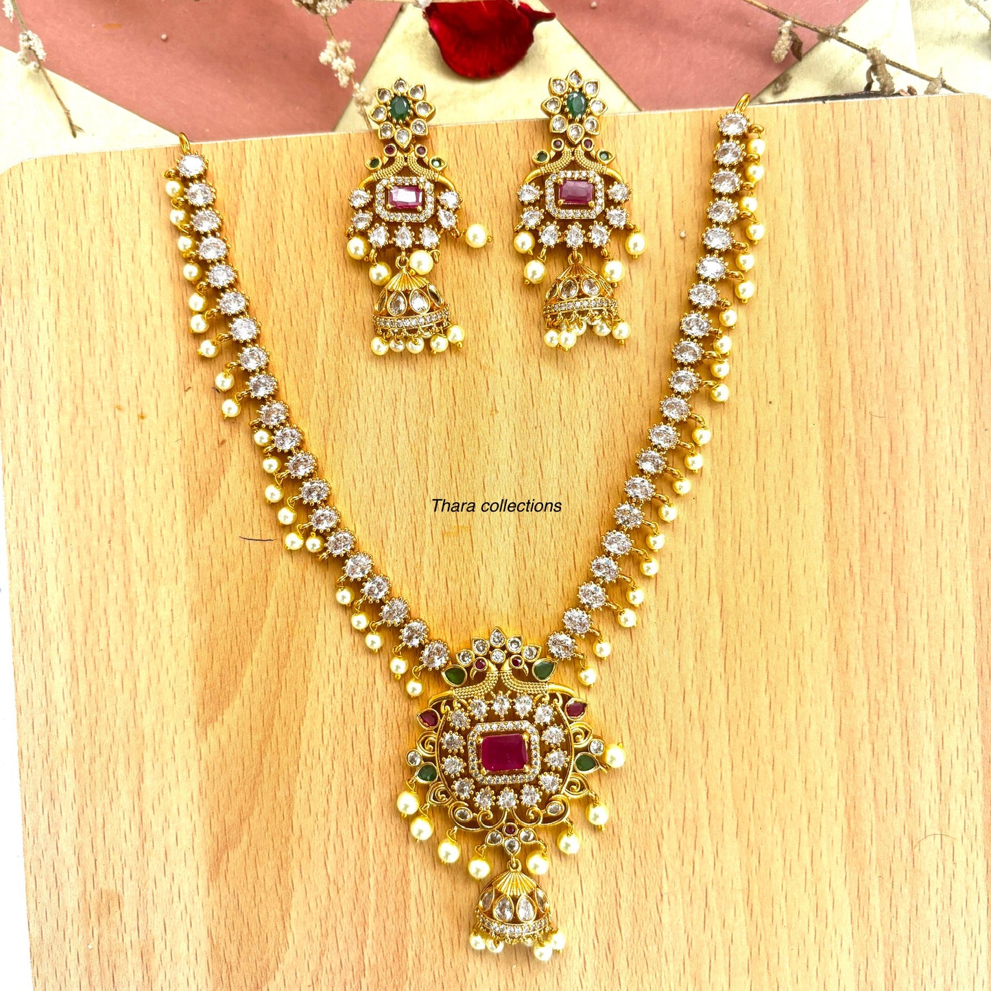 Elegant Kundan Pearl Necklace Set