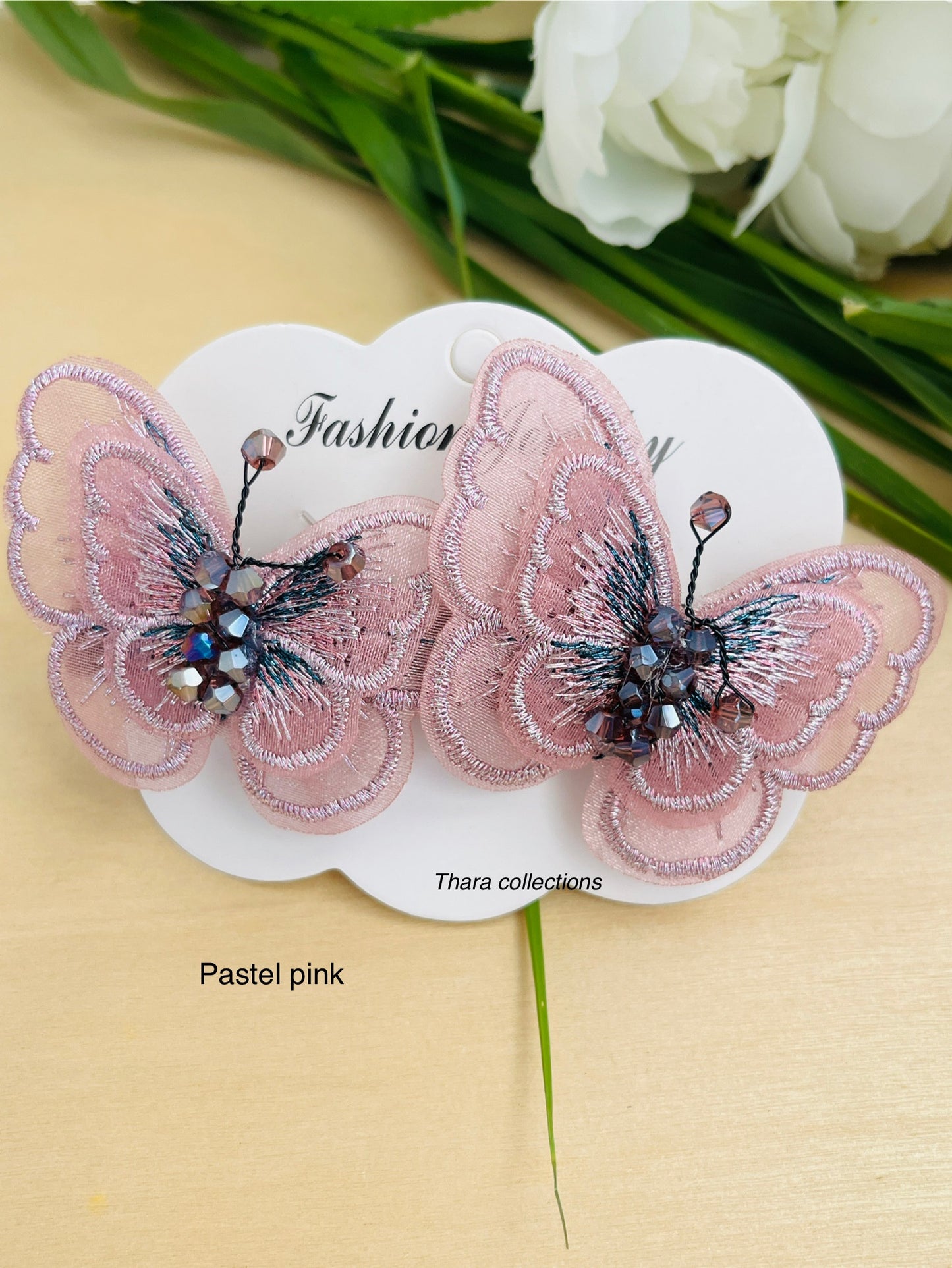 Whimsical Wings – Embroidered Butterfly Center Clip