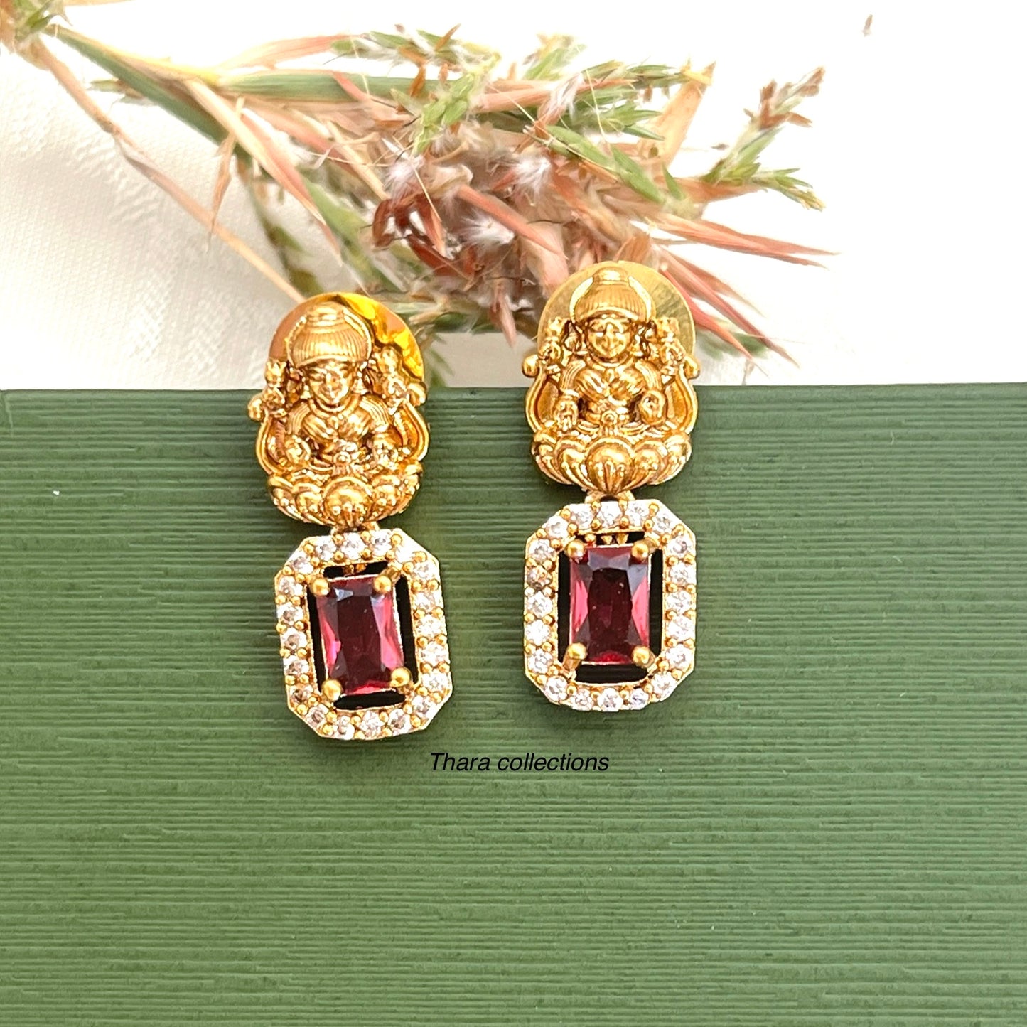 Antique Lakshmi Multicolor Stone Necklace & Earring Set – Temple Jewelry
