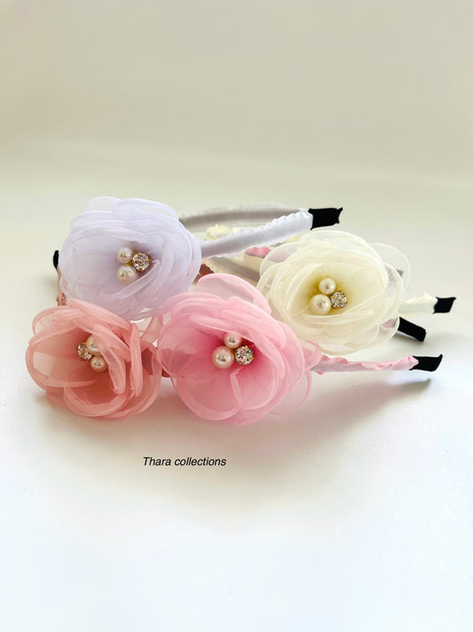 Delicate Floral Pearl Hairbands