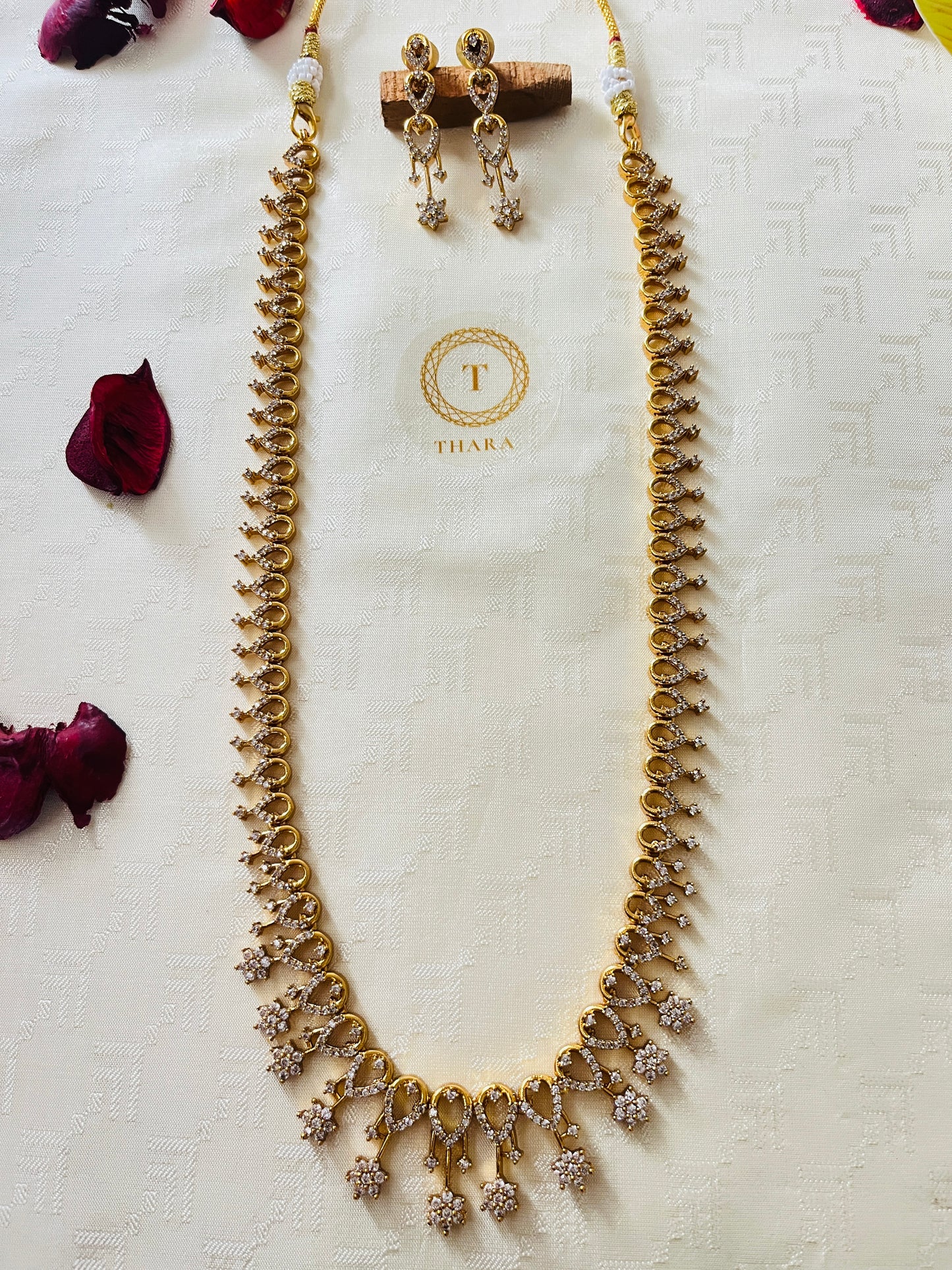 Gold-Plated Designer Floral Short Necklace Set