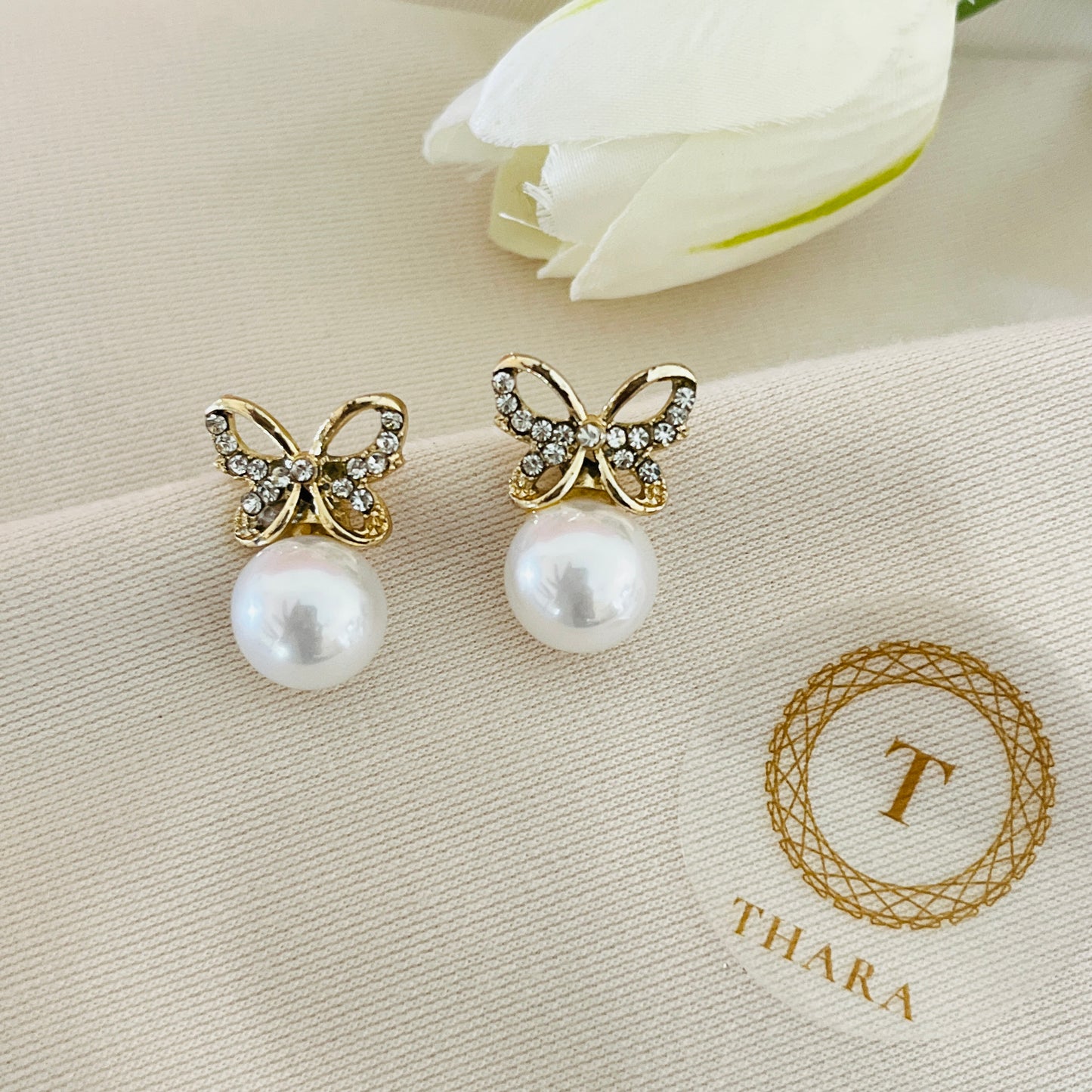 Butterfly Pearl Drops Earring