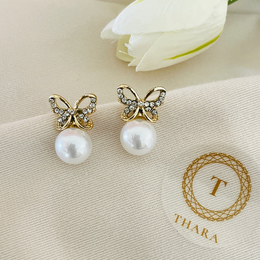 Butterfly Pearl Drops Earring
