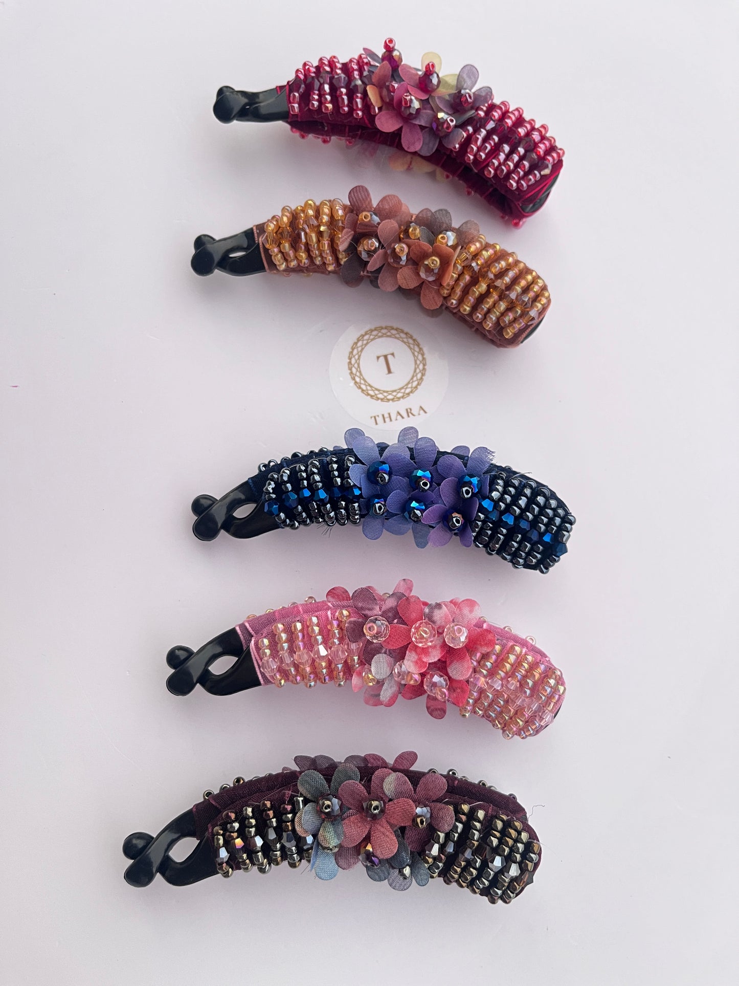 Beaded Floral Banana clip