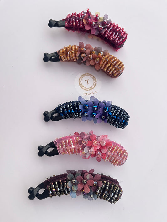 Beaded Floral Banana clip