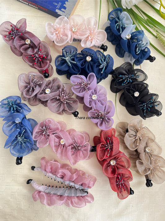 BloomBliss Beaded Floral Banana Clips