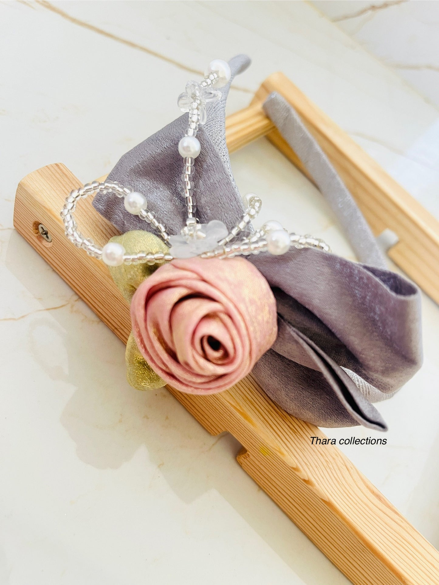 Floral Pearl Embellished Headband – Rose Garden Edition