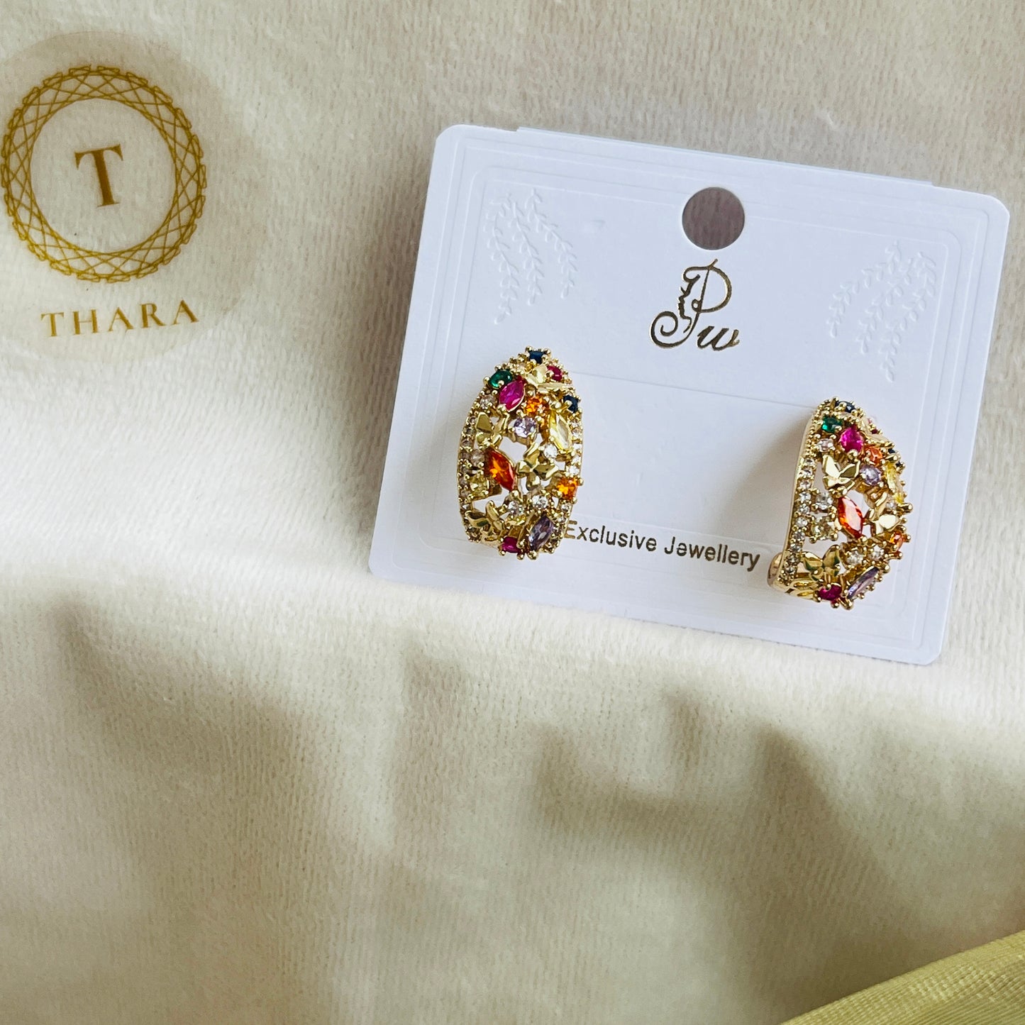 Multicolor Stone Gold Luxe Stud Earrings