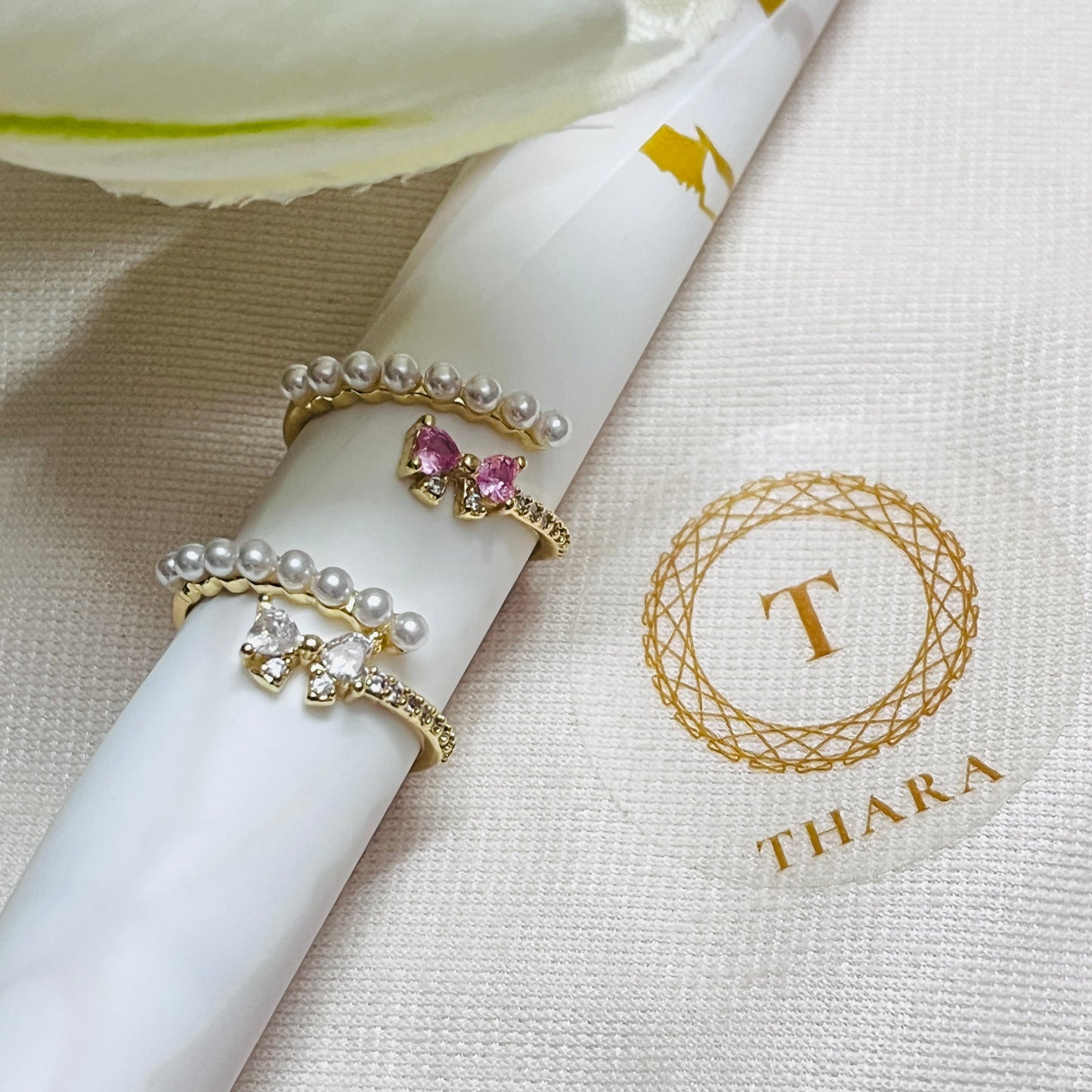Pearl Bow Antitarnish Ring